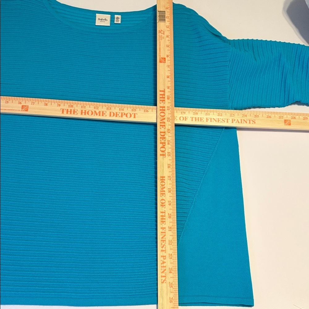 Rafaella Vibrant Teal Ribbed Sweater , XL - Picture 4 of 4